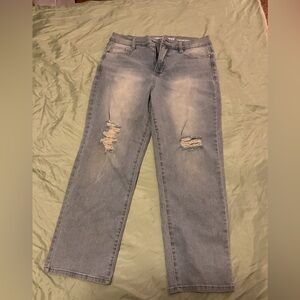 Wildflower Blue Distressed Women Jeans 13, EUC